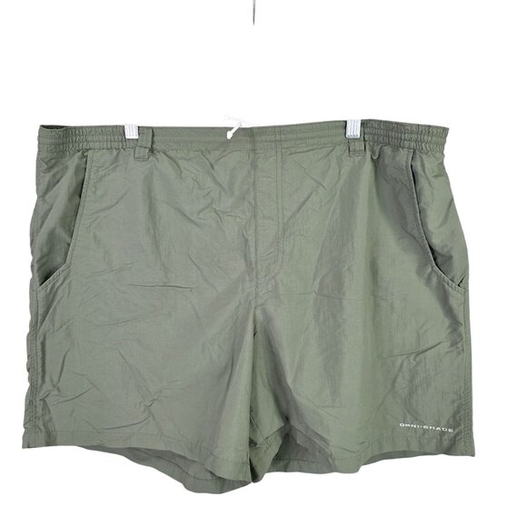 Mens Columbia PFG Green Omni Shade Shorts Mesh Lined 7" Inseam 100% Nylon Size L - Picture 1 of 11
